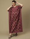 Maternity Purple Cotton Maxi Kaftan