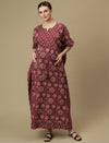 Maternity Purple Cotton Maxi Kaftan