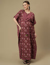 Maternity Purple Cotton Maxi Kaftan