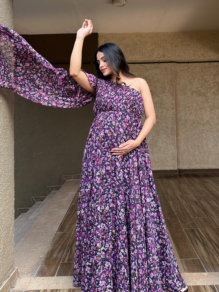 One-Shoulder Maternity Gown