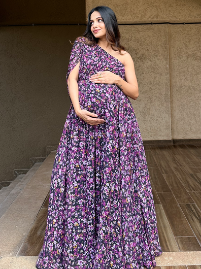 One-Shoulder Maternity Gown