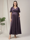 Maternity & Nursing Purple Velvet Zipless Maxi Dress