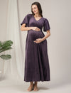 Maternity & Nursing Purple Velvet Zipless Maxi Dress