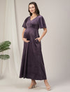 Maternity & Nursing Purple Velvet Zipless Maxi Dress
