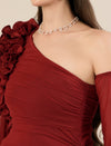 Maternity Red Bodycon Gown with Detachable Train and Sleeves