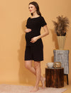 Maternity Shorts with T-shirt Set- Black