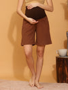 Maternity Shorts with T-shirt Set- Brown