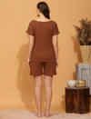 Maternity Shorts with T-shirt Set- Brown