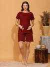 Maternity Shorts with T-shirt Set- Burgundy