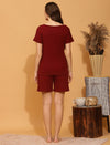 Maternity Shorts with T-shirt Set- Burgundy