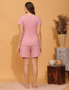 Maternity Shorts with T-shirt Set- Pink