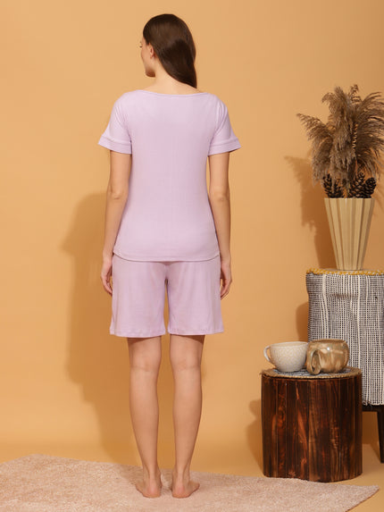 Maternity Shorts with T-shirt Set- Purple