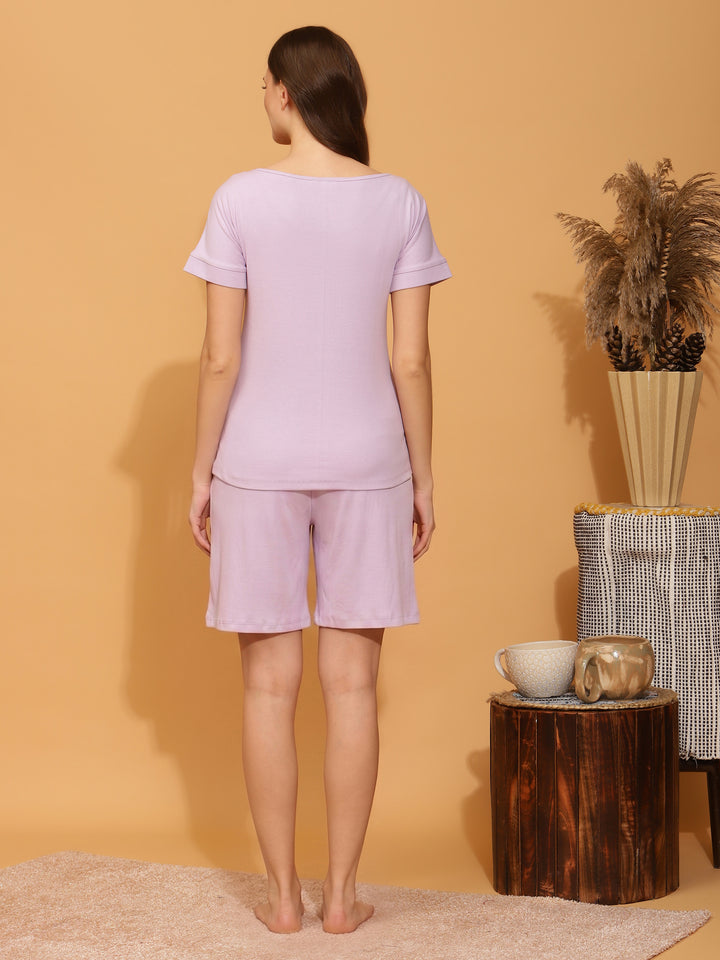 Maternity Shorts with T-shirt Set- Purple
