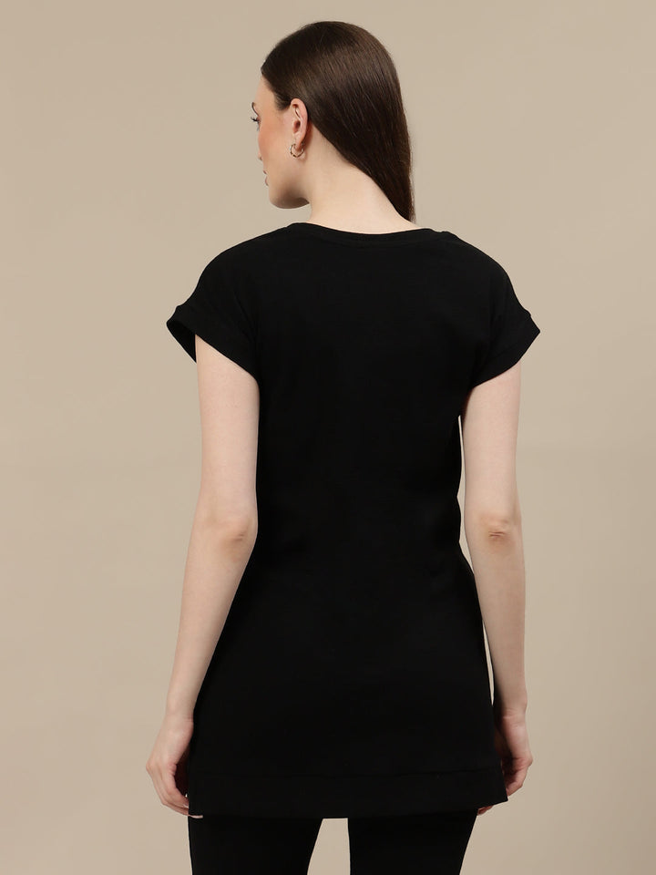 Maternity Ribbed Top- Black