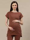 Maternity Ribbed Top- Brown