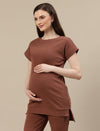 Maternity Ribbed Top- Brown
