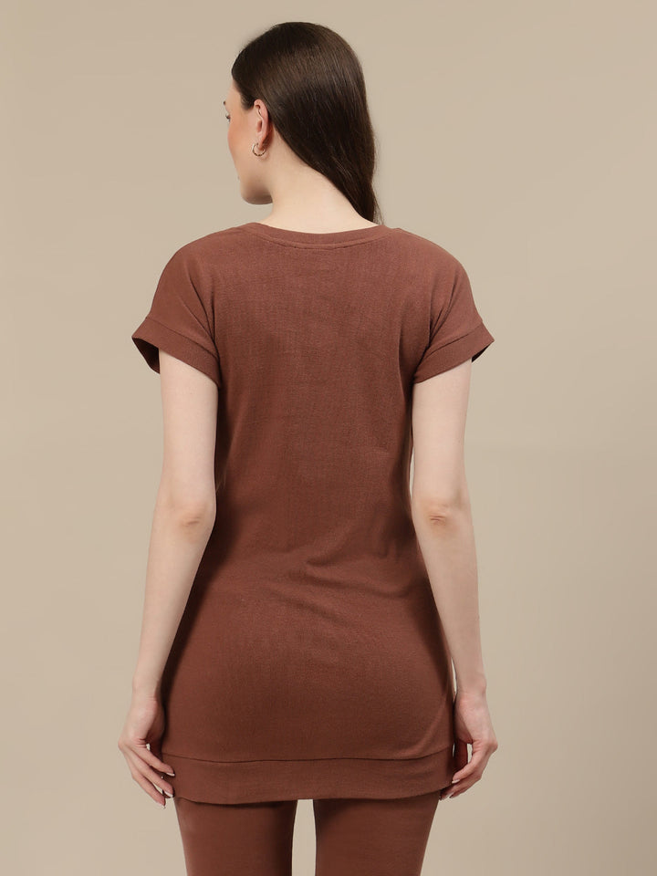 Maternity Ribbed Top- Brown