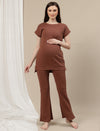 Maternity Ribbed Top- Brown
