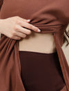 Maternity Ribbed Top- Brown