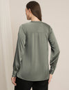 Maternity Satin Formal Shirt - Green