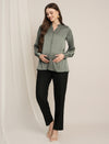 Maternity Satin Formal Shirt - Green