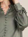 Maternity Satin Formal Shirt - Green