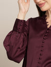 Maternity Satin Formal Shirt - Maroon