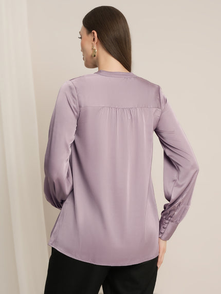 Maternity Satin Formal Shirt - Purple