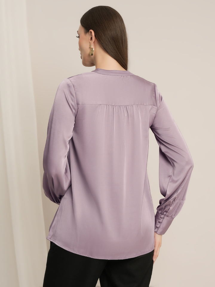 Maternity Satin Formal Shirt - Purple