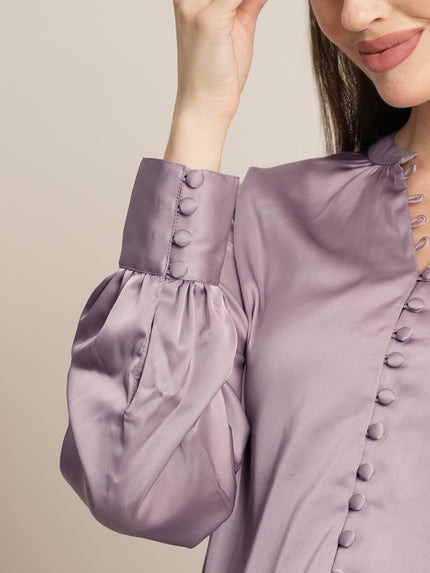 Maternity Satin Formal Shirt - Purple