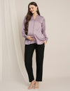 Maternity Satin Formal Shirt - Purple