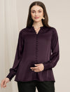 Maternity Satin Formal Shirt - Wine