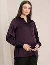 Maternity Satin Formal Shirt - Wine