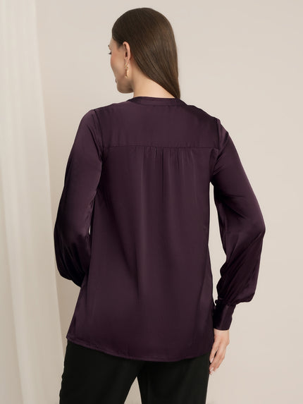Maternity Satin Formal Shirt - Wine