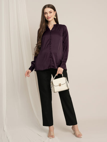 Maternity Satin Formal Shirt - Wine