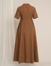Maternity Linen Shirt Dress - Brown