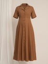 Maternity Linen Shirt Dress - Brown