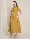 Maternity Linen Shirt Dress - Mustard