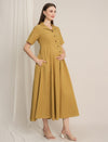 Maternity Linen Shirt Dress - Mustard