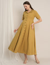 Maternity Linen Shirt Dress - Mustard