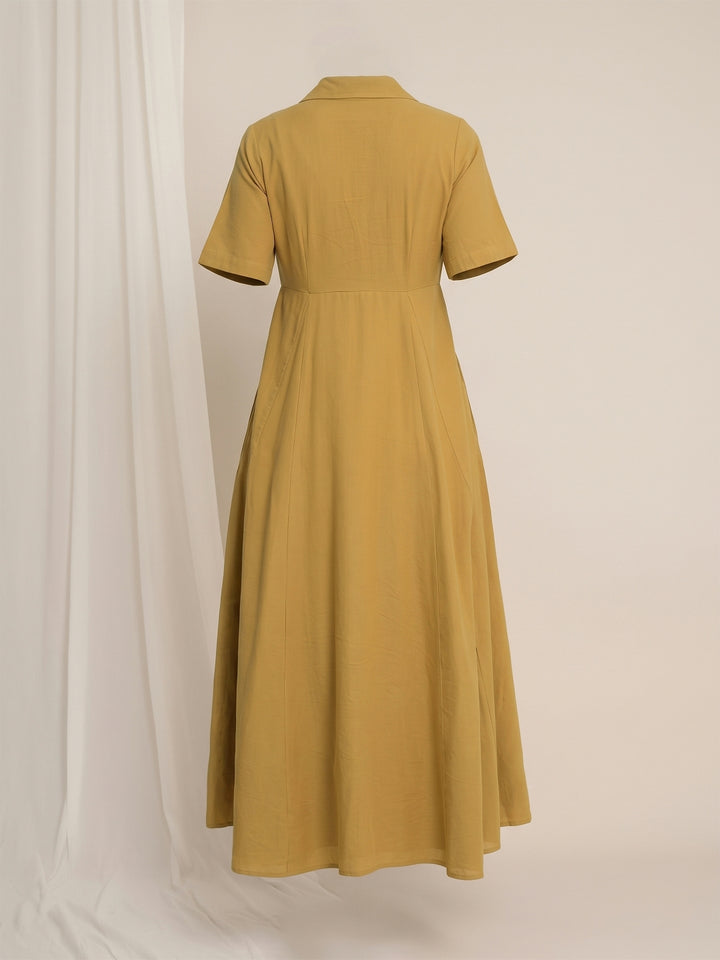 Maternity Linen Shirt Dress - Mustard