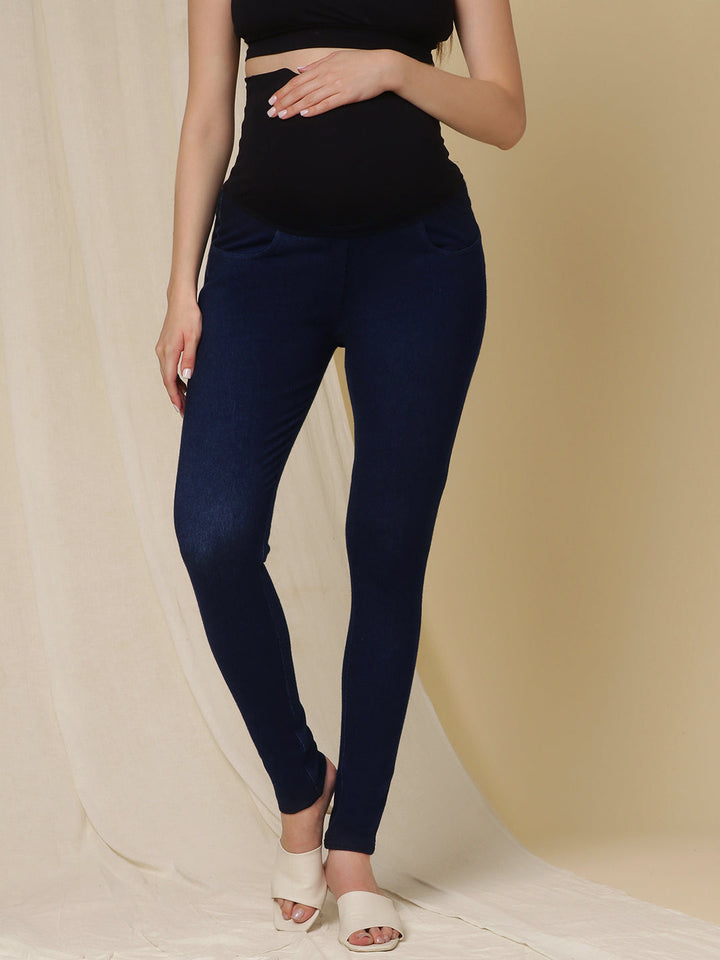 Maternity Stretchy Jeans- Skinny-fit, Dark Blue