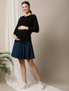 Maternity Adjustable Flared Skirt - Indigo Blue