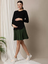 Maternity Adjustable Flared Skirt - Myrtle Green