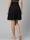 Maternity Knee-length Flared Skorts with Adjustable Drawstring - Black
