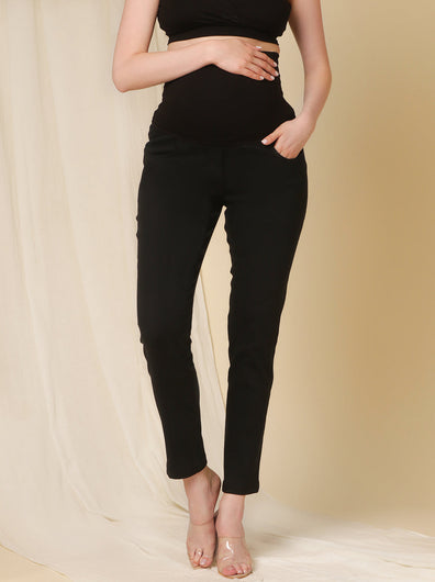 Slim Fit Maternity Jeans- Charcoal Black