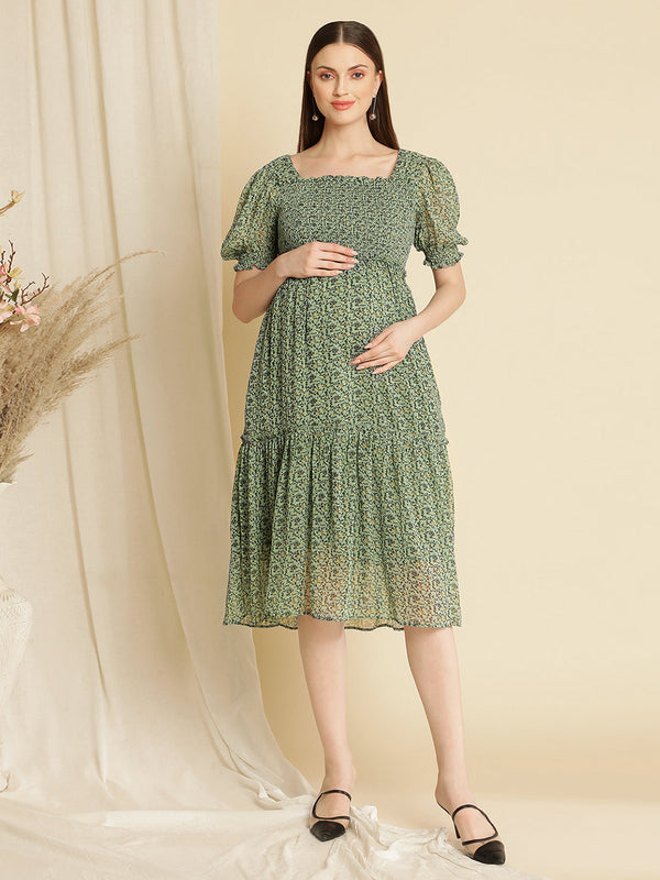 Maternity Smocked Midi Dress