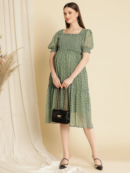Maternity Smocked Midi Dress