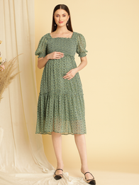Maternity Smocked Midi Dress