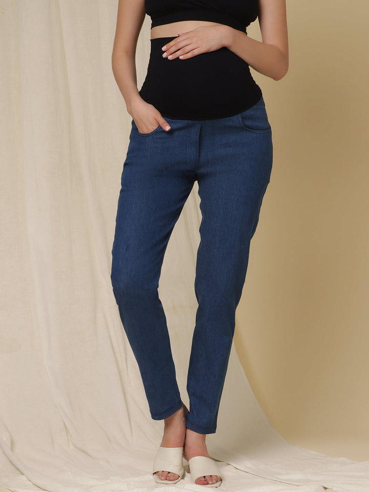 Straight-Leg Maternity Jeans- Denim Blue